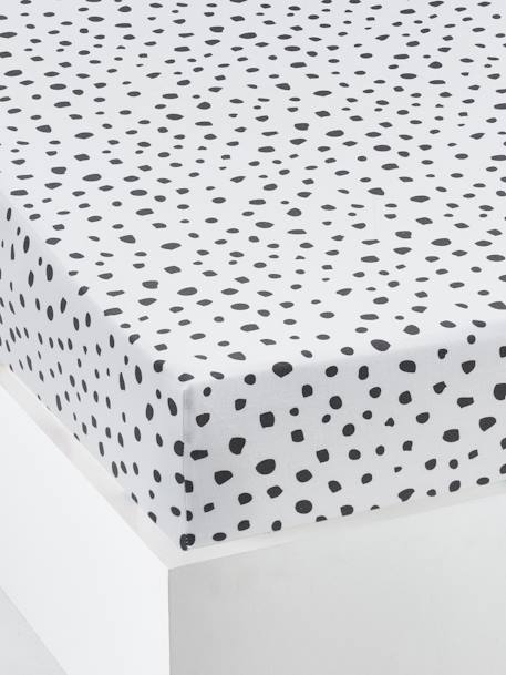 Drap-housse enfant PRINCESSE & PETITS POIS BLANC IMPRIME - vertbaudet enfant 
