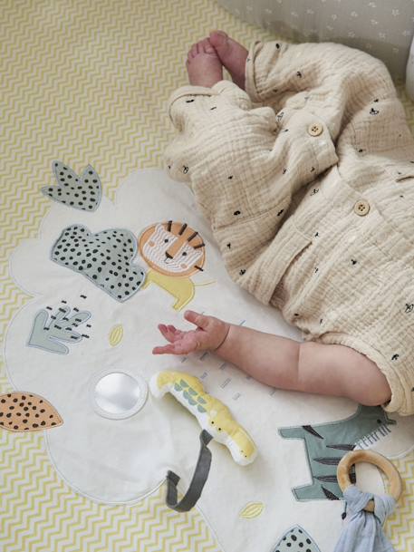 Set of 2 Covers for the Bottom of the Playpen, Jungle Colours Theme Light Blue+White/Print - vertbaudet enfant 
