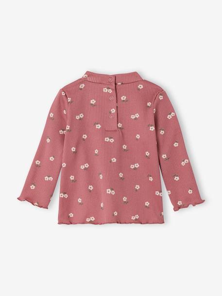 Printed long-sleeved baby t-shirt marl beige+old rose - vertbaudet enfant 