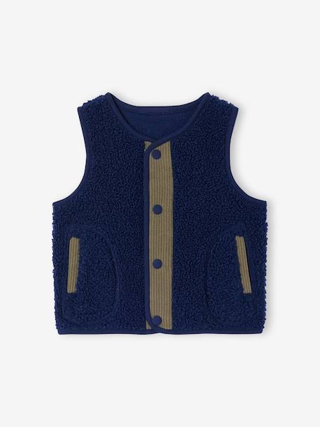 Sleeveless cardigan with press-stud fastening at the front navy blue - vertbaudet enfant 