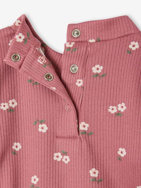 Printed long-sleeved baby t-shirt marl beige+old rose - vertbaudet enfant 