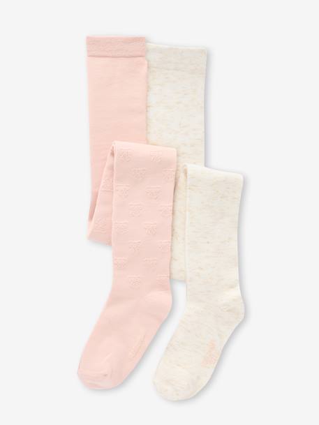 Lot de 2 paires de collants fille spécial fêtes rose pâle - vertbaudet enfant 