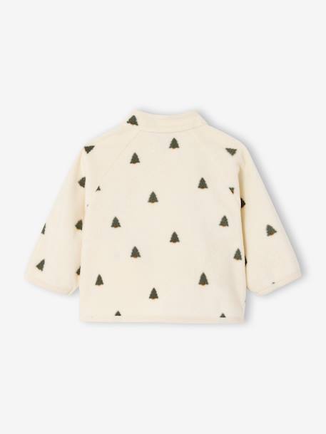 Zipped baby cardigan in printed fleece knit beige - vertbaudet enfant 