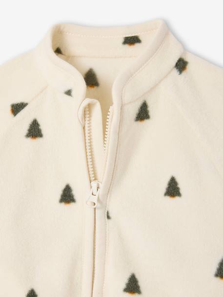 Zipped baby cardigan in printed fleece knit beige - vertbaudet enfant 