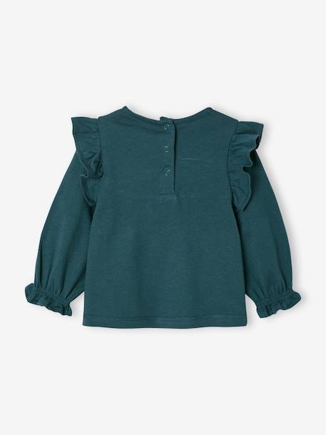 T-shirt brodé bébé à manches longues bleu canard - vertbaudet enfant 