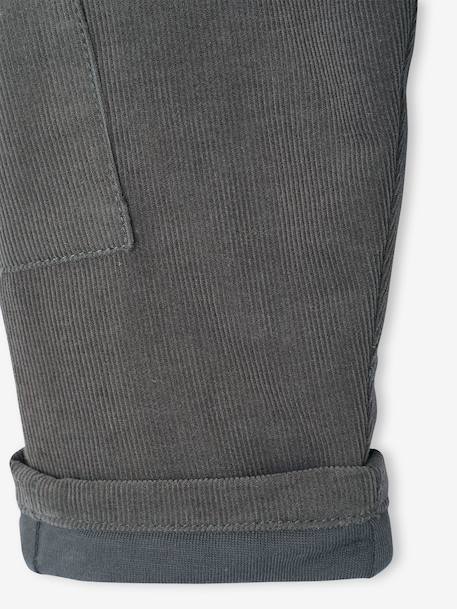 Lined Corduroy Combat Trousers for Babies anthracite+khaki - vertbaudet enfant 