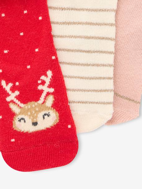 Pack of 3 Pairs of Christmas Socks for Babies rosy - vertbaudet enfant 