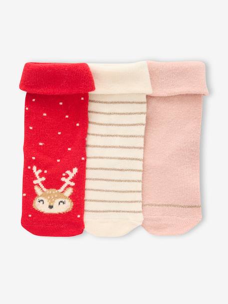 Pack of 3 Pairs of Christmas Socks for Babies rosy - vertbaudet enfant 