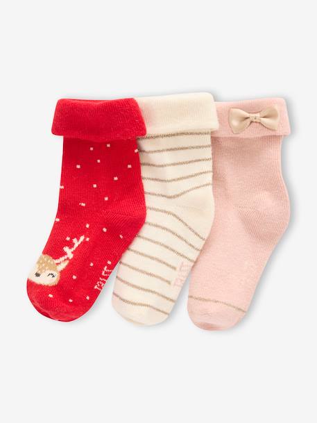 Pack of 3 Pairs of Christmas Socks for Babies rosy - vertbaudet enfant 