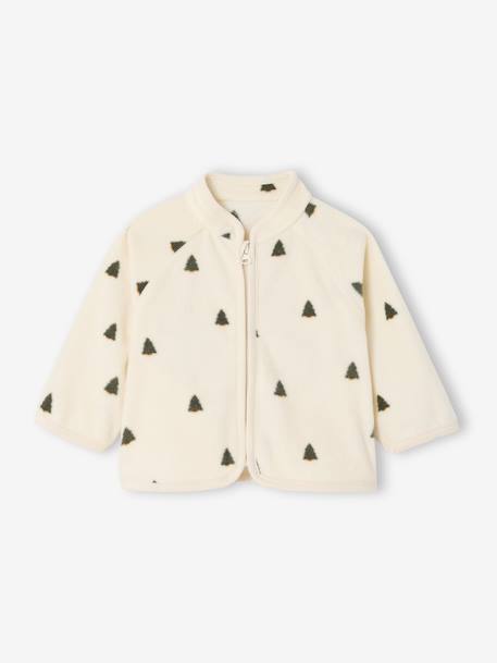 Gilet bébé zippé en maille polaire imprimée beige - vertbaudet enfant 