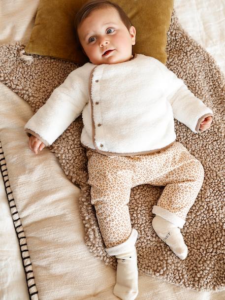 Trousers in Cotton Fleece, for Newborn Babies 6316+camel+rose - vertbaudet enfant 