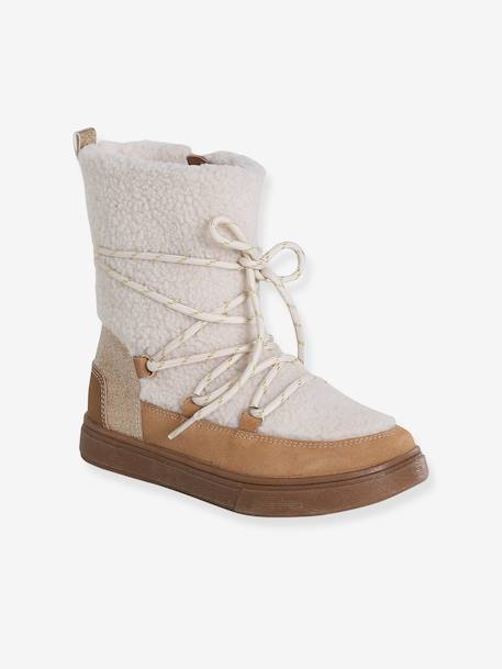 Synthetic Fur-Lined Trainers for Girls camel - vertbaudet enfant 