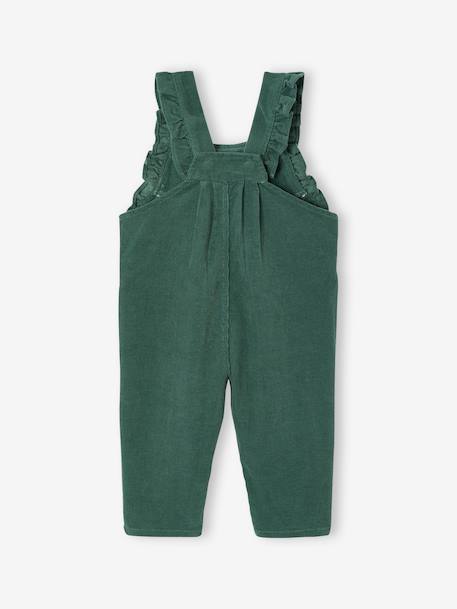 Corduroy Dungarees with Ruffles for Babies green+PURPLE DARK SOLID - vertbaudet enfant 