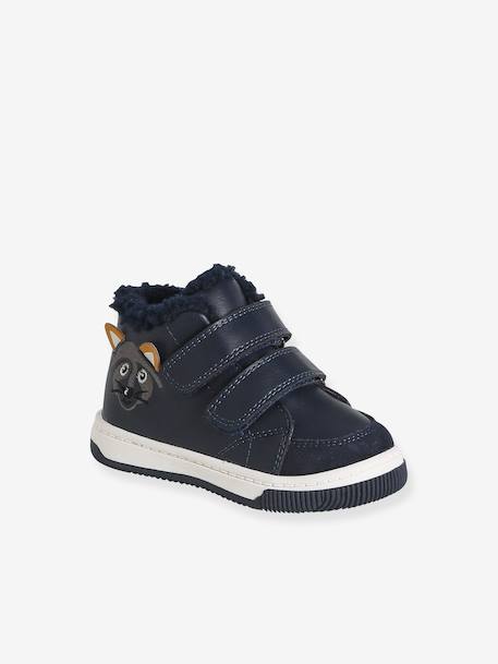 Synthetic-Lined Trainers with Hook-&-Loop Fasteners for Boys navy blue - vertbaudet enfant 