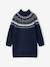 Knitted Jacquard Dress for Girls ecru+navy blue - vertbaudet enfant 