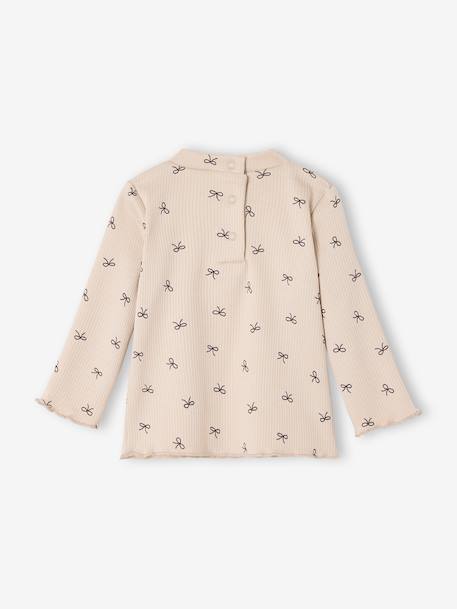 Printed long-sleeved baby t-shirt marl beige+old rose - vertbaudet enfant 