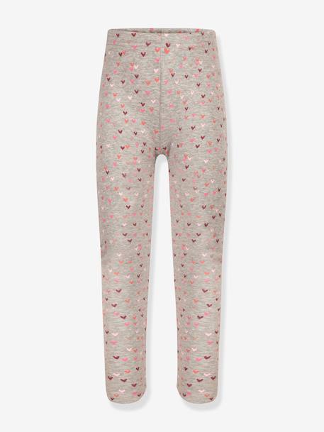HAPPY GIRLS girls' heart print thermal leggings marl grey+rosy - vertbaudet enfant 