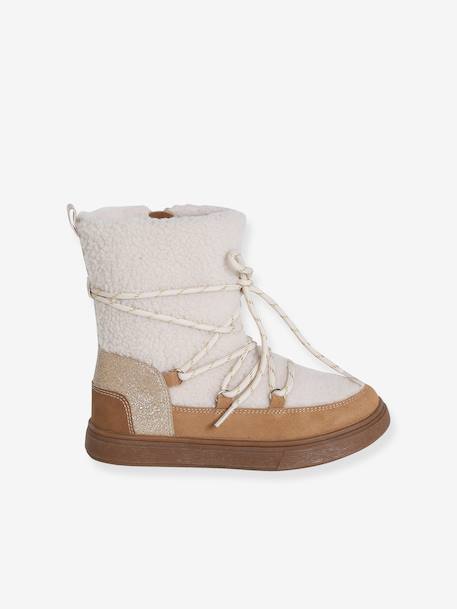 Synthetic Fur-Lined Trainers for Girls camel - vertbaudet enfant 