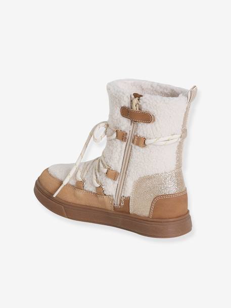 Synthetic Fur-Lined Trainers for Girls camel - vertbaudet enfant 