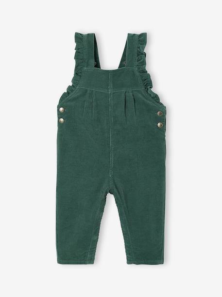 Corduroy Dungarees with Ruffles for Babies green+PURPLE DARK SOLID - vertbaudet enfant 