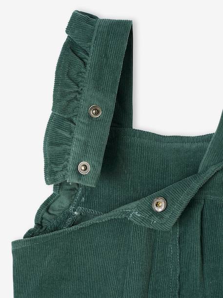 Corduroy Dungarees with Ruffles for Babies green+PURPLE DARK SOLID - vertbaudet enfant 