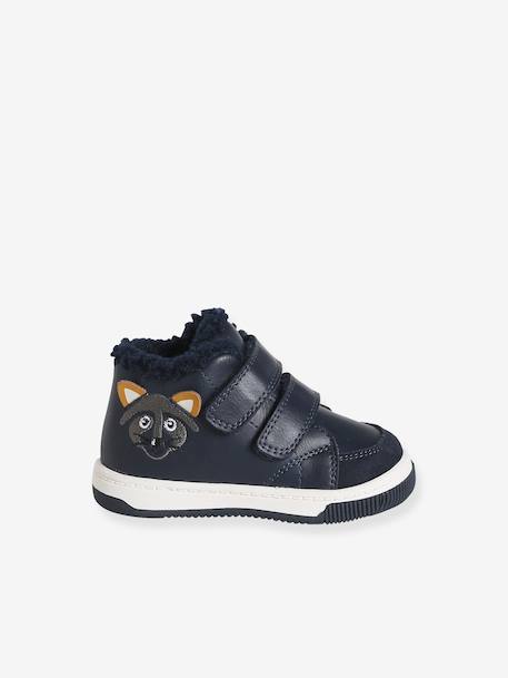 Synthetic-Lined Trainers with Hook-&-Loop Fasteners for Boys navy blue - vertbaudet enfant 