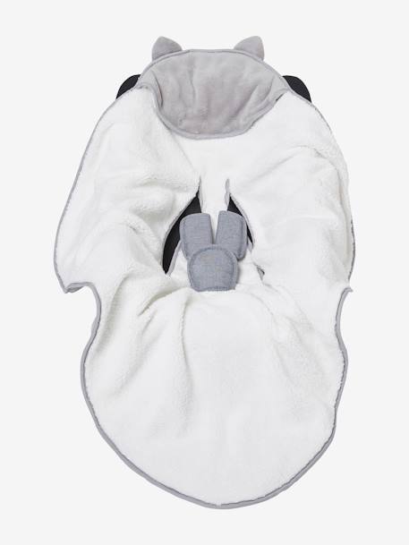 Throw with Hood for Babies, in Microfibre, Polar Fleece Lining Grey - vertbaudet enfant 