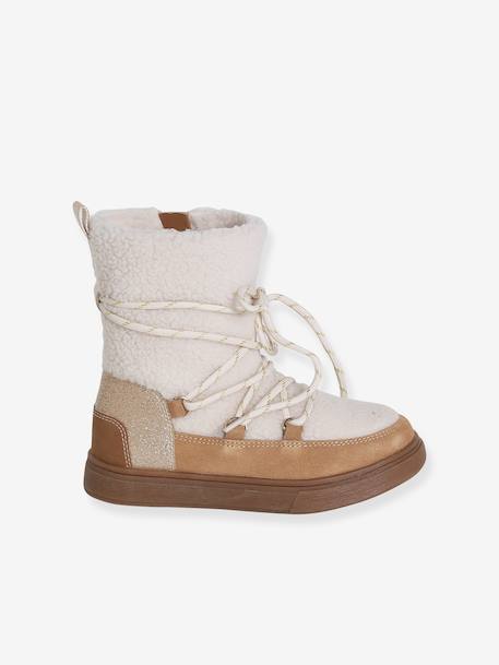Synthetic Fur-Lined Trainers for Girls camel - vertbaudet enfant 