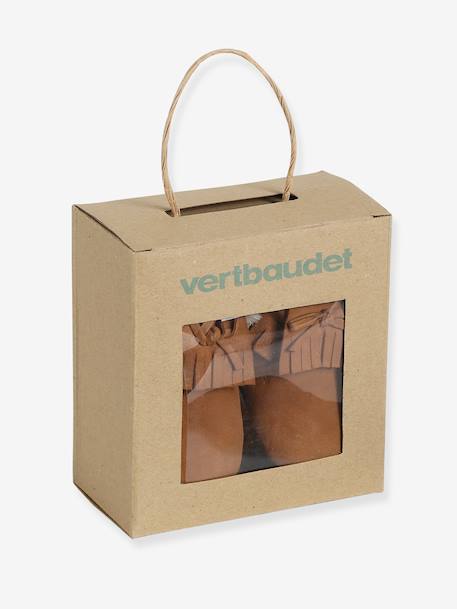 Chaussons élastiqués fourrés en cuir souple bébé lot marron - vertbaudet enfant 
