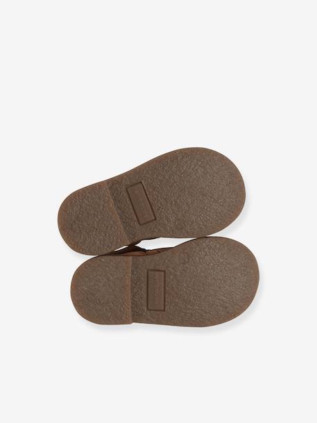Zipped Leather Boots for Girls camel - vertbaudet enfant 