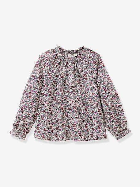 Blouse for Girls in Liberty Meadow Fabric, CYRILLUS rose - vertbaudet enfant 