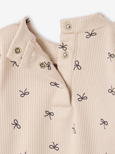 Printed long-sleeved baby t-shirt marl beige+old rose - vertbaudet enfant 