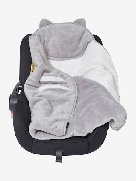 Throw with Hood for Babies, in Microfibre, Polar Fleece Lining Grey - vertbaudet enfant 