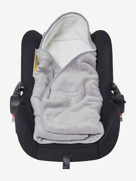 Plaid bébé à capuche en microfibre, doublé polaire GRIS - vertbaudet enfant 