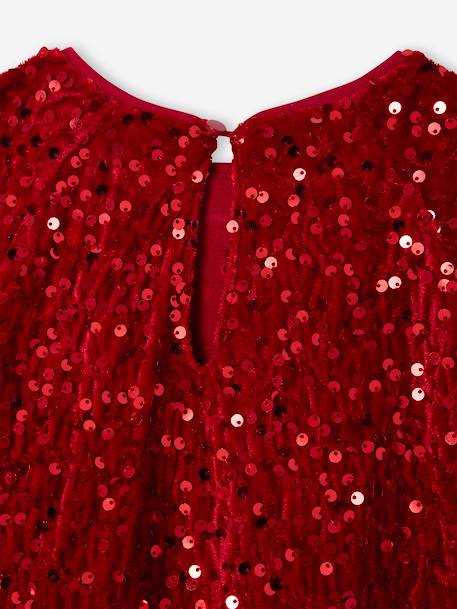 Girl's velvet and sequin dress red - vertbaudet enfant 