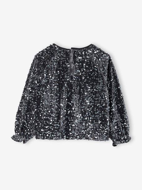 Girls' sequinned Christmas blouse silver - vertbaudet enfant 