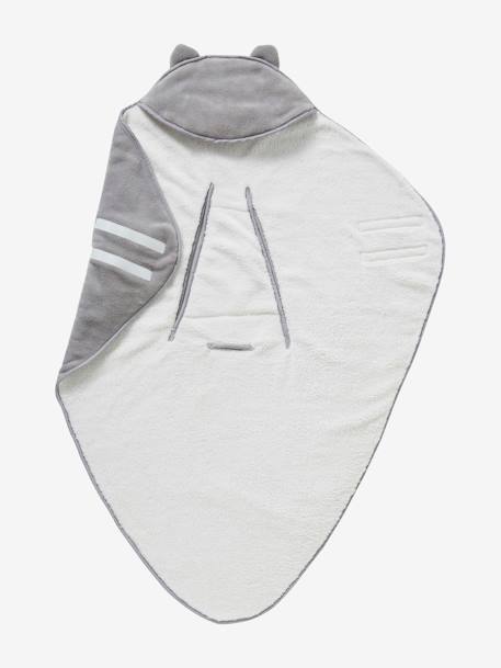 Plaid bébé à capuche en microfibre, doublé polaire GRIS - vertbaudet enfant 
