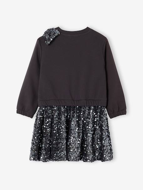 Sequinned Christmas Dress with 2-in-1 Effect, for Girls anthracite - vertbaudet enfant 