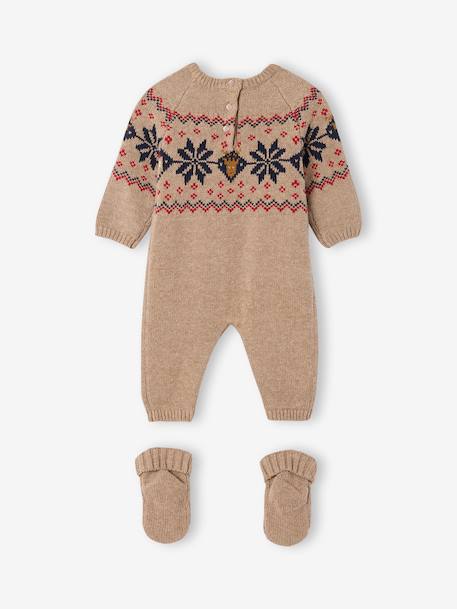 Newborn 2-piece Christmas knitted set: jumpsuit + socks marl beige - vertbaudet enfant 