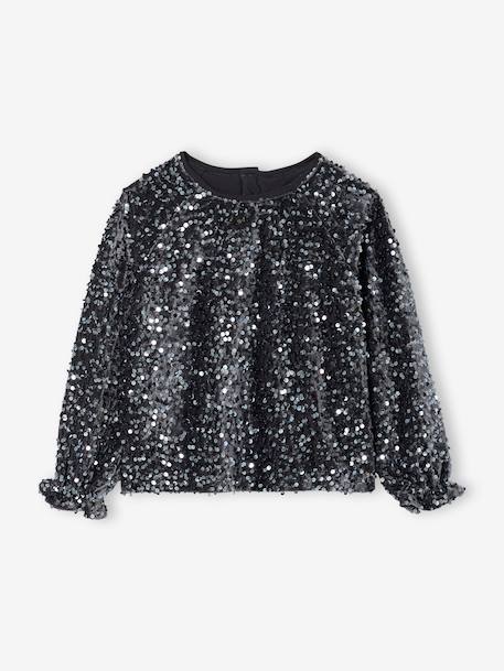 Girls' sequinned Christmas blouse silver - vertbaudet enfant 