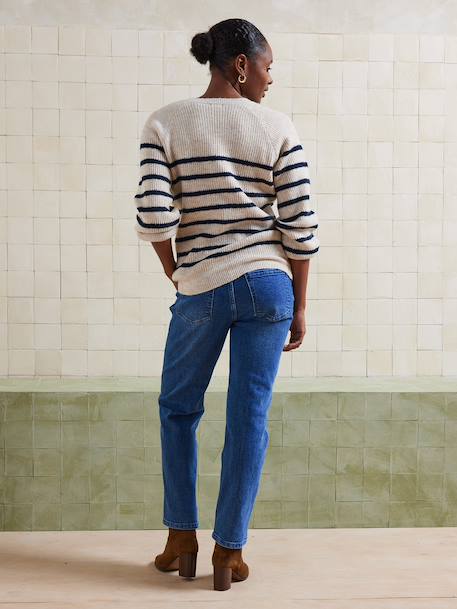 Straight Leg Jeans with Seamless Belly Band for Maternity brut denim+denim grey+ecru+stone - vertbaudet enfant 