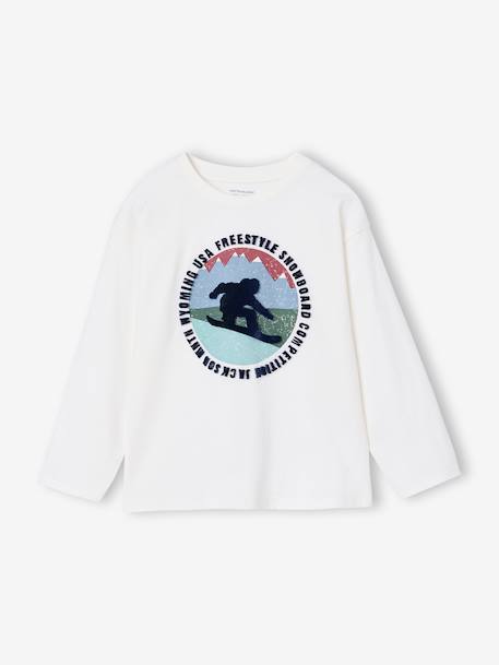 T-shirt garçon imprimé devant anthracite+écru - vertbaudet enfant 