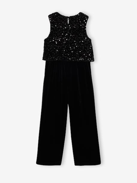 Velour Jumpsuit with Sequins for Girls black - vertbaudet enfant 