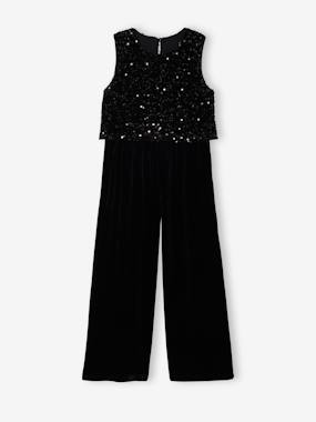 Combinaison fille bi-matière sequins et velours - vertbaudet enfant Fille-Combinaison fille bi-matière sequins et velours