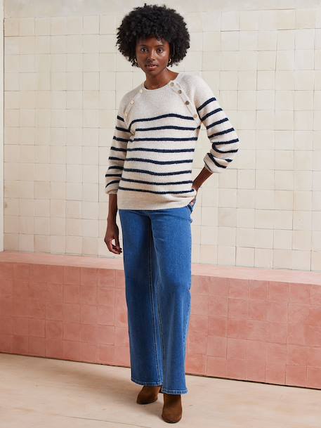 Jean de grossesse droit bandeau sans couture denim brut+denim gris+écru+stone - vertbaudet enfant 