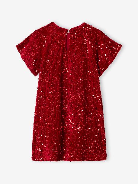 Girl's velvet and sequin dress red - vertbaudet enfant 