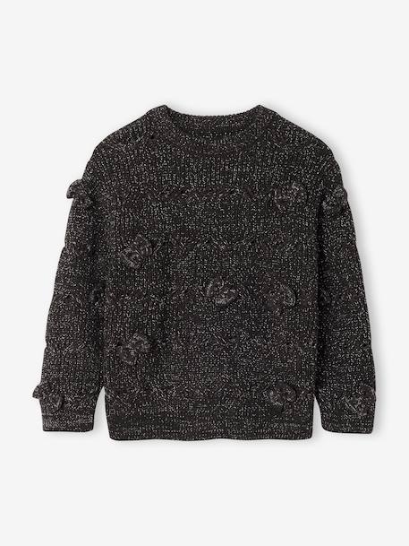 Girl's Christmas cable knit jumper with bows anthracite - vertbaudet enfant 