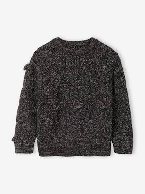 Fille-Pull, gilet, sweat-Pull-Pull fille noël à torsades et noeuds