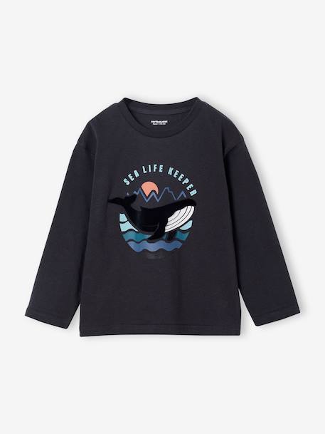 T-Shirt with Print on the Front for Boys anthracite+ecru - vertbaudet enfant 
