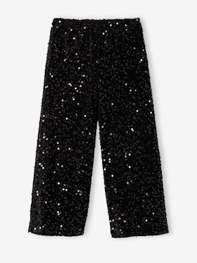 -Wide-Leg Christmas Trousers with Sequins for Girls 